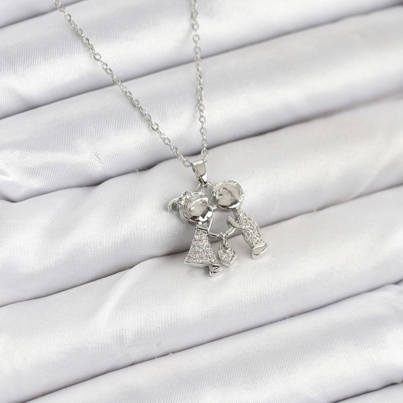 316L Çelik Zincir Gümüş Renk Erkek Kız Model Kadın Kolye