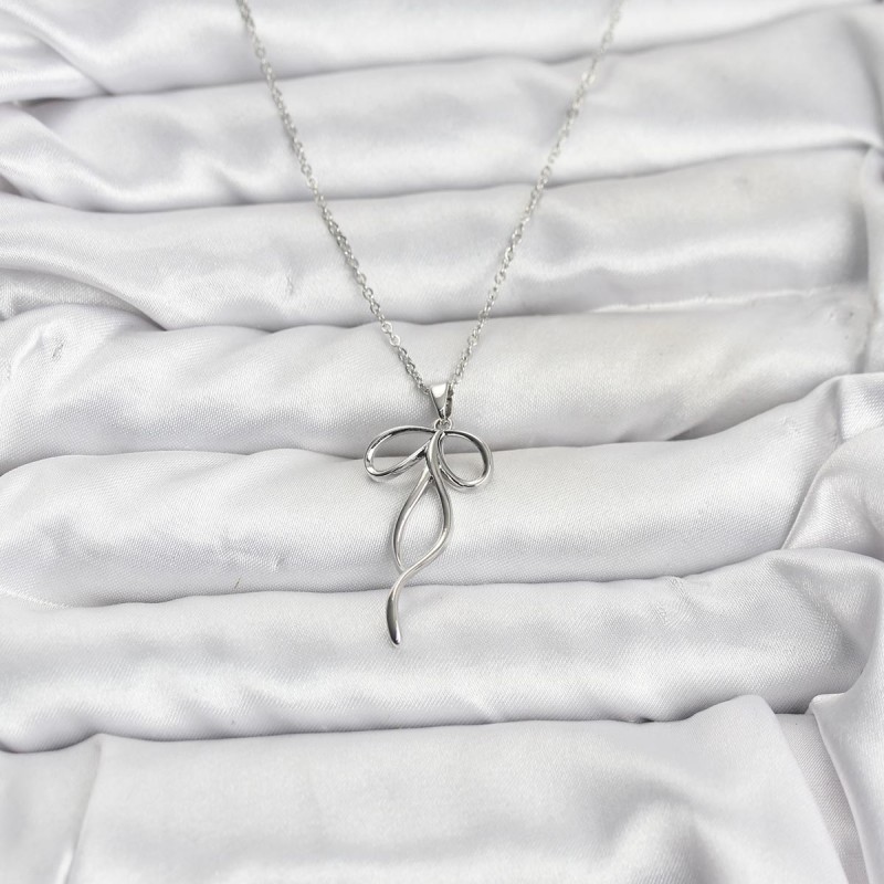 316L Çelik Zincir Gümüş Renk Fiyonk Model Kadın Kolye