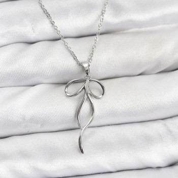316L Çelik Zincir Gümüş Renk Fiyonk Model Kadın Kolye