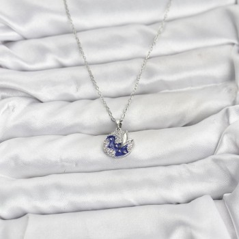 316L Çelik Zincir Gümüş Renk Gece Model Zirkon Taşlı Kadın Kolye