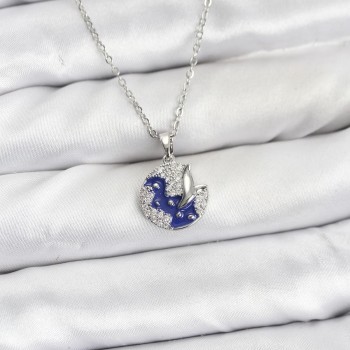 316L Çelik Zincir Gümüş Renk Gece Model Zirkon Taşlı Kadın Kolye