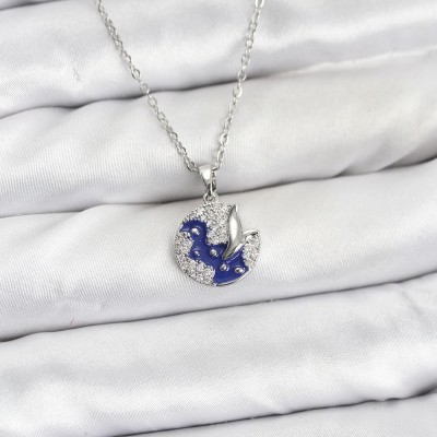 316L Çelik Zincir Gümüş Renk Gece Model Zirkon Taşlı Kadın Kolye