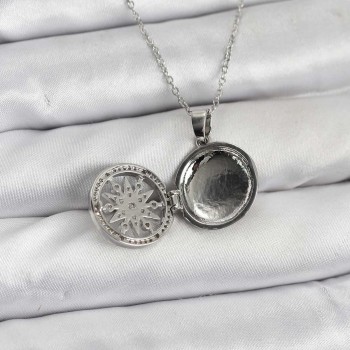 316L Çelik Zincir Gümüş Renk Kutup Yıldızı Kapaklı Model Kadın Kolye