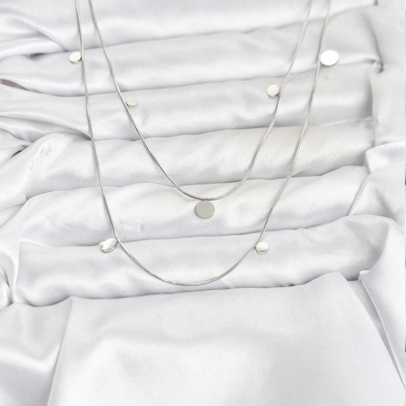 316L Çelik Zincir Gümüş Renk Pullu Kadın Kolye