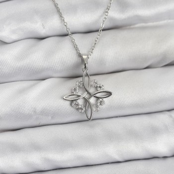 316L Çelik Zincir Gümüş Renk Sonsuzluk Model Zirkon Taşlı Kadın Kolye