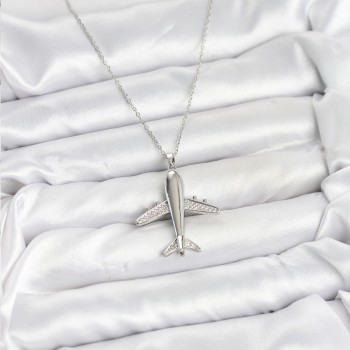 316L Çelik Zincir Gümüş Renk Uçak Model Kadın Kolye