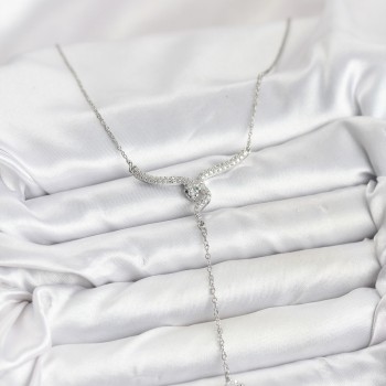 316L Çelik Zincir Gümüş Renk Yılan Model Y Kolye