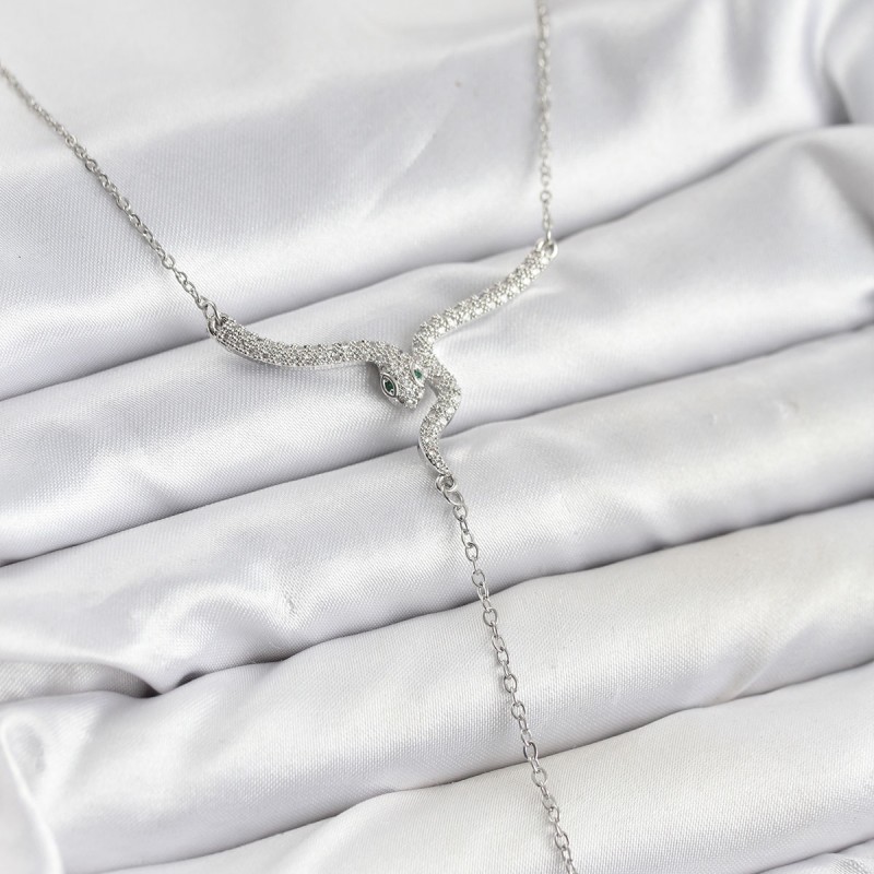 316L Çelik Zincir Gümüş Renk Yılan Model Y Kolye