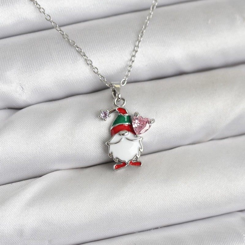 316L Çelik Zincir Gümüş Renk Yılbaşı Teması Kadın Kolye