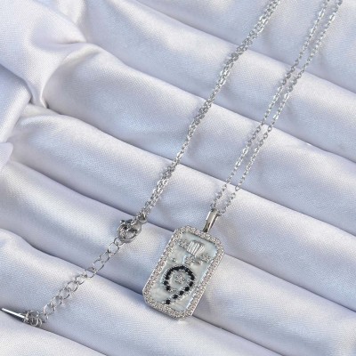 316L Çelik Zincir Gümüş Renk Zirkon Taşlı Minimal Papatya Figürlü Tarot Kolye