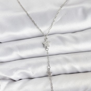 316L Çelik Zincir Gümüş Renkli Yıldız Model Kadın Y Kolye