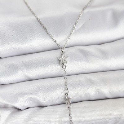 316L Çelik Zincir Gümüş Renkli Yıldız Model Kadın Y Kolye