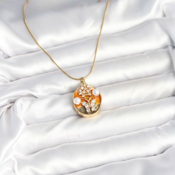 316L Çelik Zincir Kelebek Model Sanatsal Portre Kadın Kolye