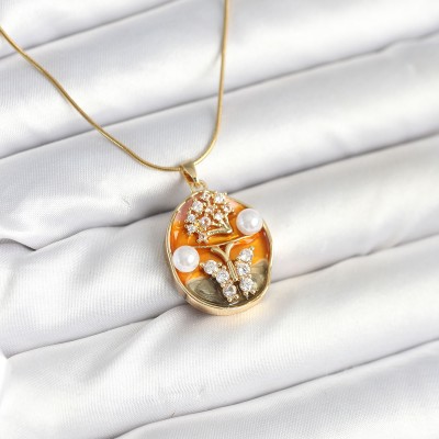 316L Çelik Zincir Kelebek Model Sanatsal Portre Kadın Kolye