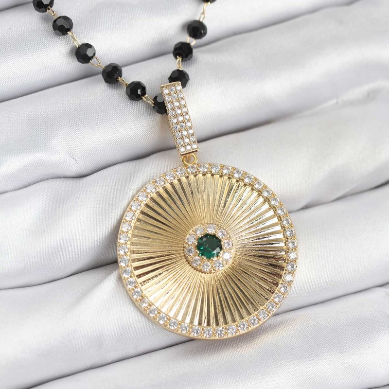 316L Çelik Zincir Kristal Boncuklu Kadın Kolye