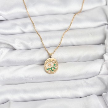 316L Çelik Zincir Papatya Figürlü Kadın Kolye