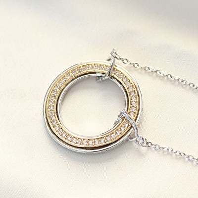 316L Çelik Zirkon Taşlı Çift Renkli Tifany Kolye