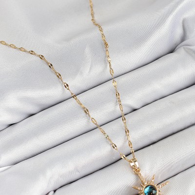 316L Çelik Zirkon Taşlı Kutup Yıldızı Model Gold Renk Kadın Kolye