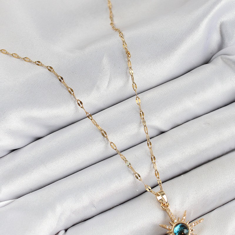 316L Çelik Zirkon Taşlı Kutup Yıldızı Model Gold Renk Kadın Kolye