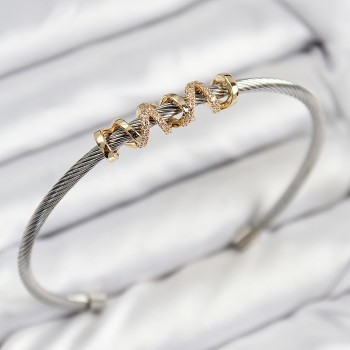 316L Çelik Zirkon Taşlı Model Gold Ve Gümüş Renk Kadın Bileklik