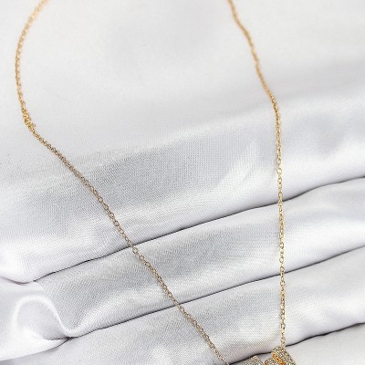 316L Çelik Zirkon Taşlı Sarmal Model Gold Renk Kadın Kolye