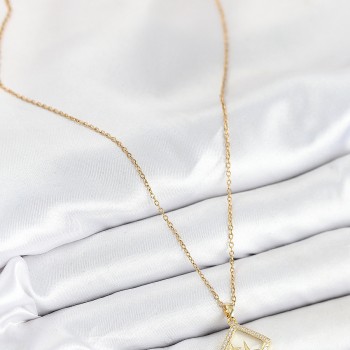 316L Çelik Zirkon Taşlı Yıldız Model Gold Renk Kadın Kolye
