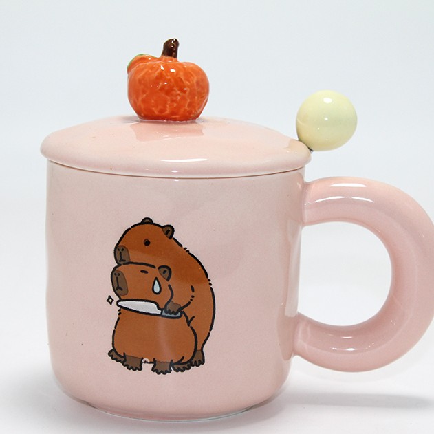 3D Capybara Desenli Porselen Kupa Bardak