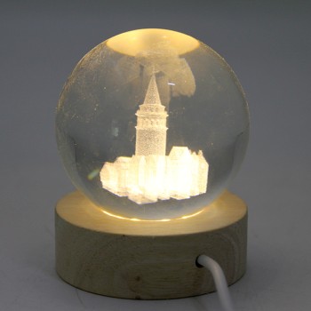 3D Galata Tasarımlı Işıklı Kristal Cam Küre 