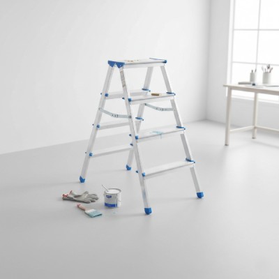 4+4 Çift Basamaklı Alüminyum Metal Merdiven