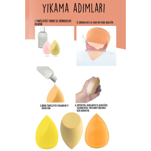 4'lü Kapaklı Armut Makyaj Süngeri Seti