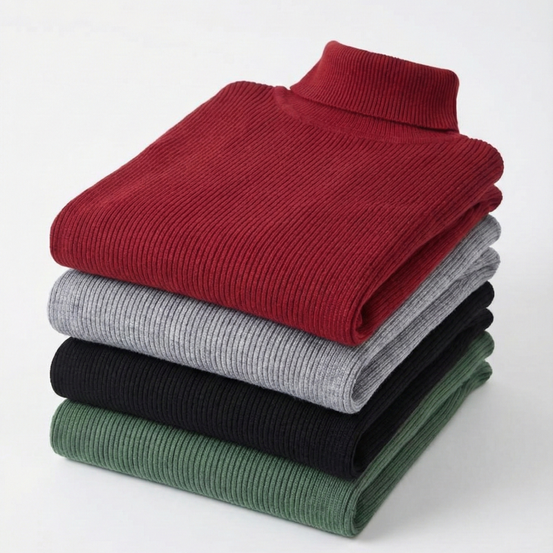 4'lü Siyah, Bordo, Gri, Haki   Kaşkorse Boğazlı Full Likralı Fitilli Body Kazak