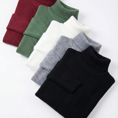 5'li Siyah, Beyaz, Bordo, Gri, Haki   Kaşkorse Boğazlı Full Likralı Fitilli Body Kazak