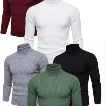 5'li Siyah, Beyaz, Bordo, Gri, Haki   Kaşkorse Boğazlı Full Likralı Fitilli Body Kazak