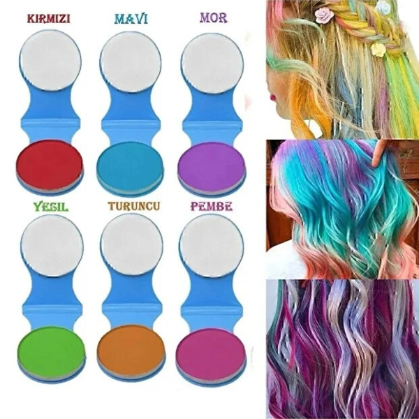 6'lı Geçici Saç Tebeşiri Seti 