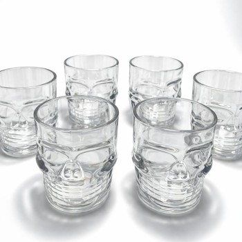 6'lı Kurukafa Şeffaf Cam Shot Bardağı Seti 6x5 cm