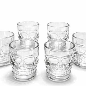 6'lı Kurukafa Şeffaf Cam Shot Bardağı Seti 9x8 cm
