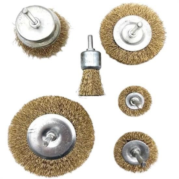  6'lı Pimli Tel Fırça Seti - Pas Yağ Kir Boya Yapışkan Çözücü 