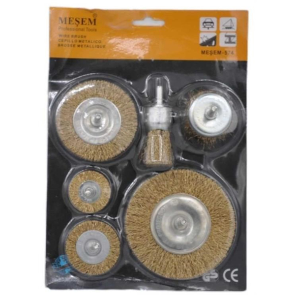  6'lı Pimli Tel Fırça Seti - Pas Yağ Kir Boya Yapışkan Çözücü 