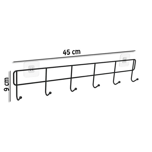 6'lı Yapışkanlı Kapı Arkası Askı 