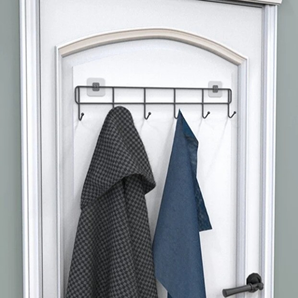 6'lı Yapışkanlı Kapı Arkası Askı 