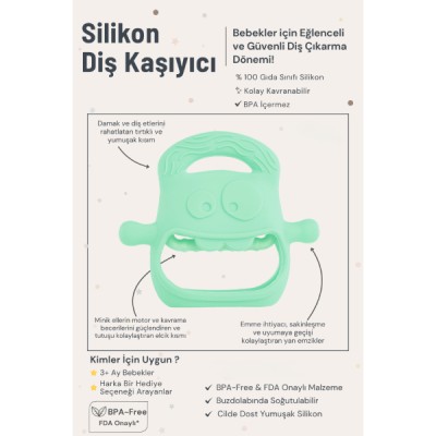 Açık Yeşil Bebek Silikon Diş Kaşıyıcı   