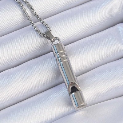 Acil Durum Düdüğü 316L Çelik Kararma Yapmaz Yüksek Desibel Kolye Unisex