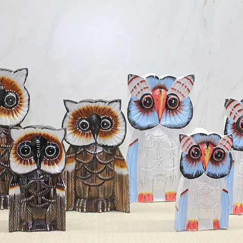 Ahşap 3'lü Baykuş Seti 30 cm