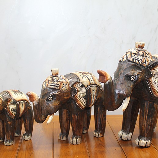 Ahşap 3'lü Fil Seti