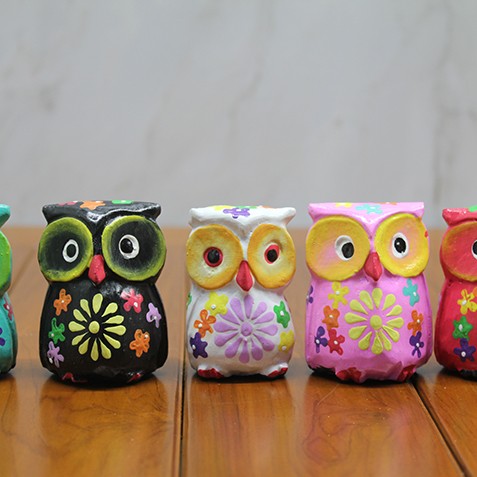 Ahşap 5'li Baykuş Seti Model 2