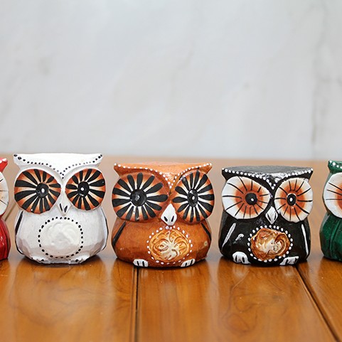 Ahşap 5'li Baykuş Seti Model 3 