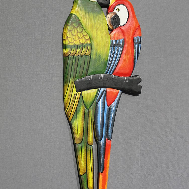 Ahşap Duvara Asmalı 2'li Papağan Model 1 