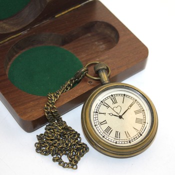 Ahşap Kutulu Pirinç Köstekli Saat Model 5