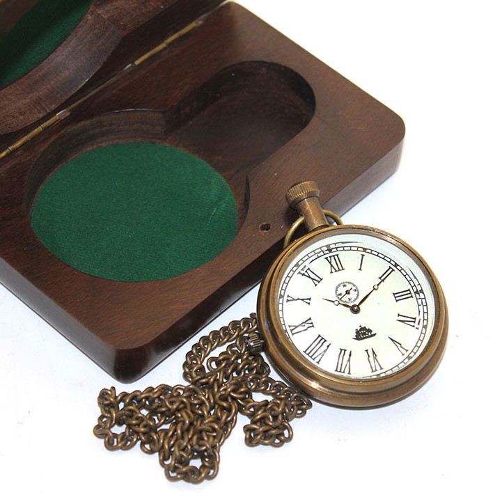 Ahşap Kutulu Pirinç Köstekli Saat Model 7