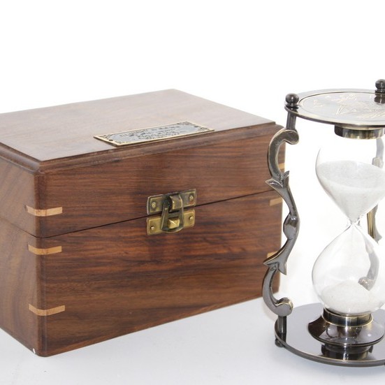 Ahşap Kutulu Pirinç Kum Saati 